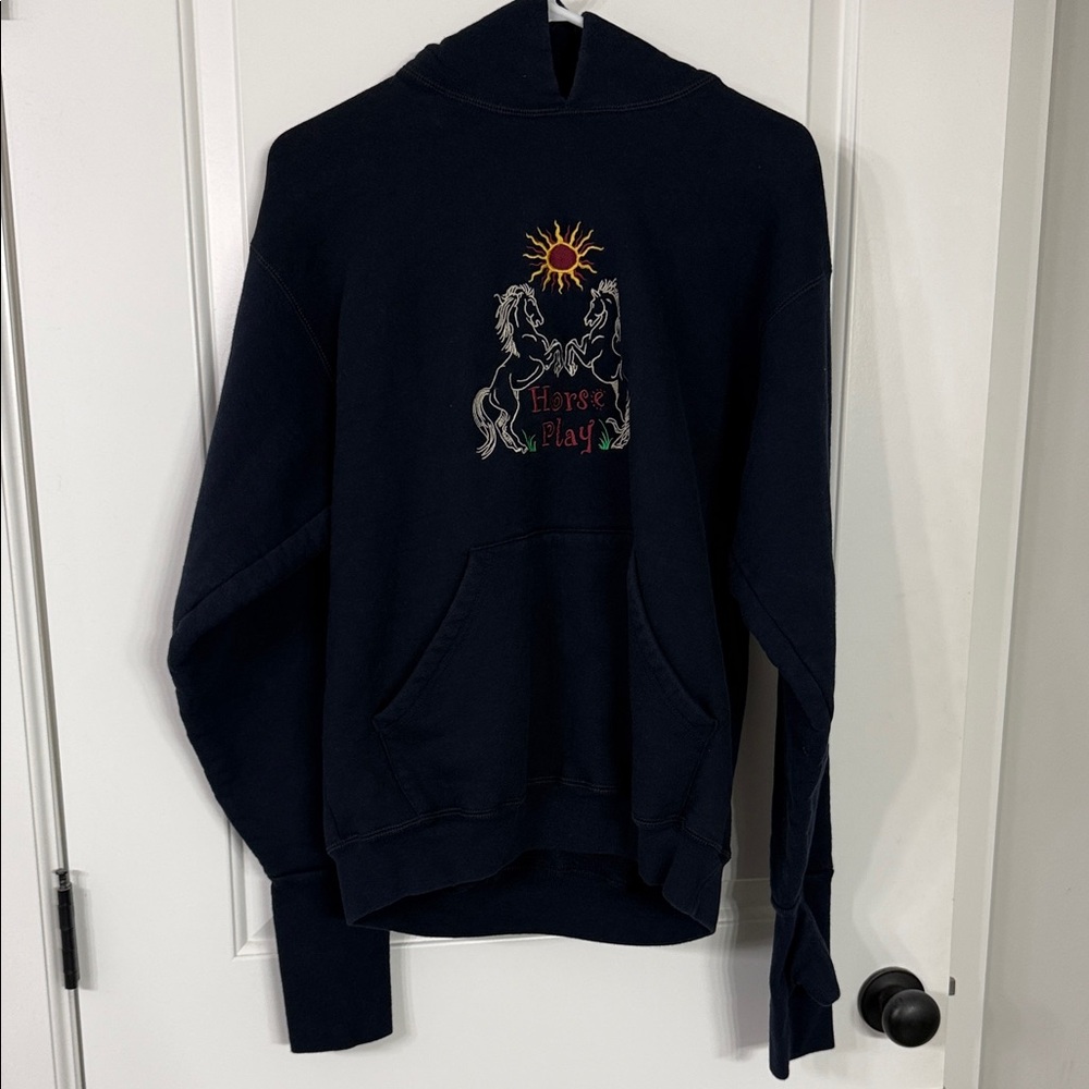 Navy Horse Play Hoodie